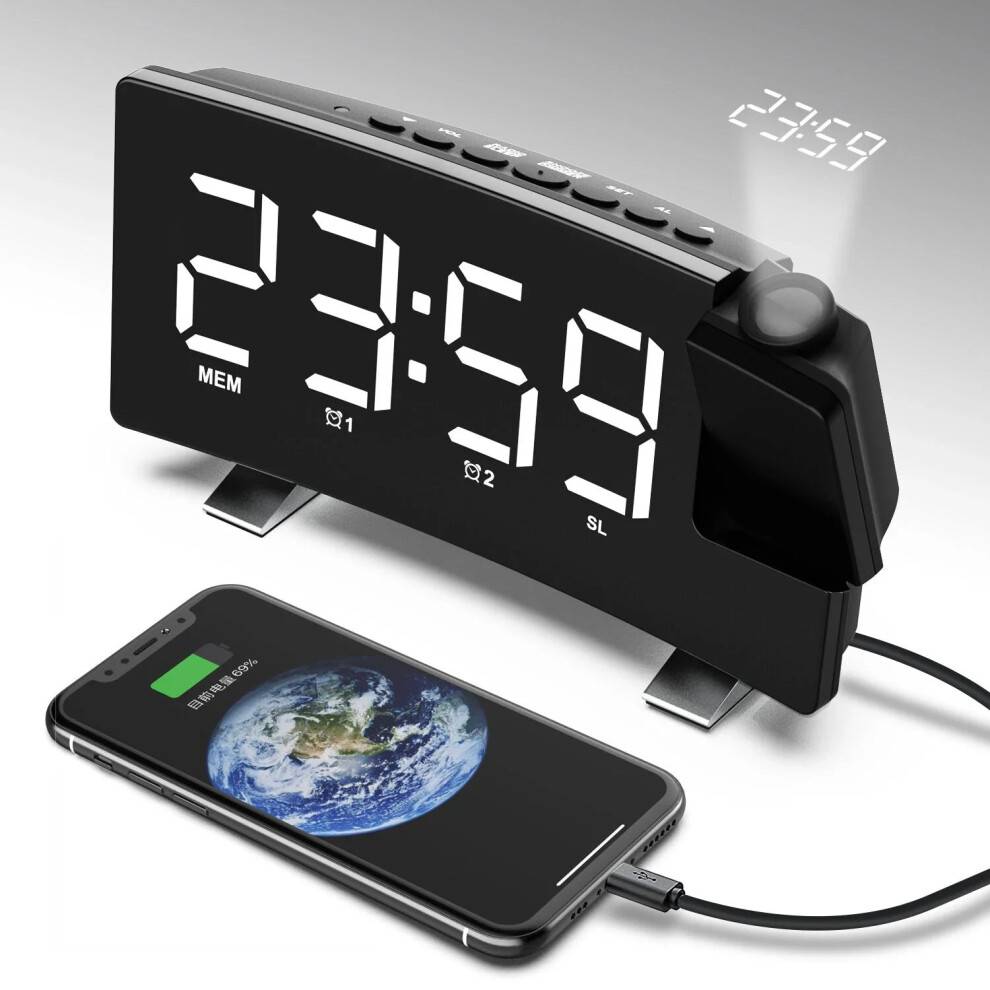 Greenzech 8-Inch Projection Alarm Clock
