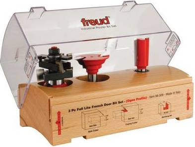 Router bit set Freud Three Piece Full Lite French Door Router Bit Set