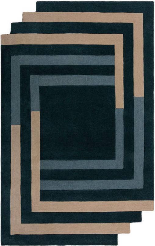 Flair Rugs Labyrinth Shaped Wool Rug Blue Blue
