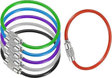 Uxcell Wire Keychain Cable 6 Pack Key Ring Loop - Multicolor