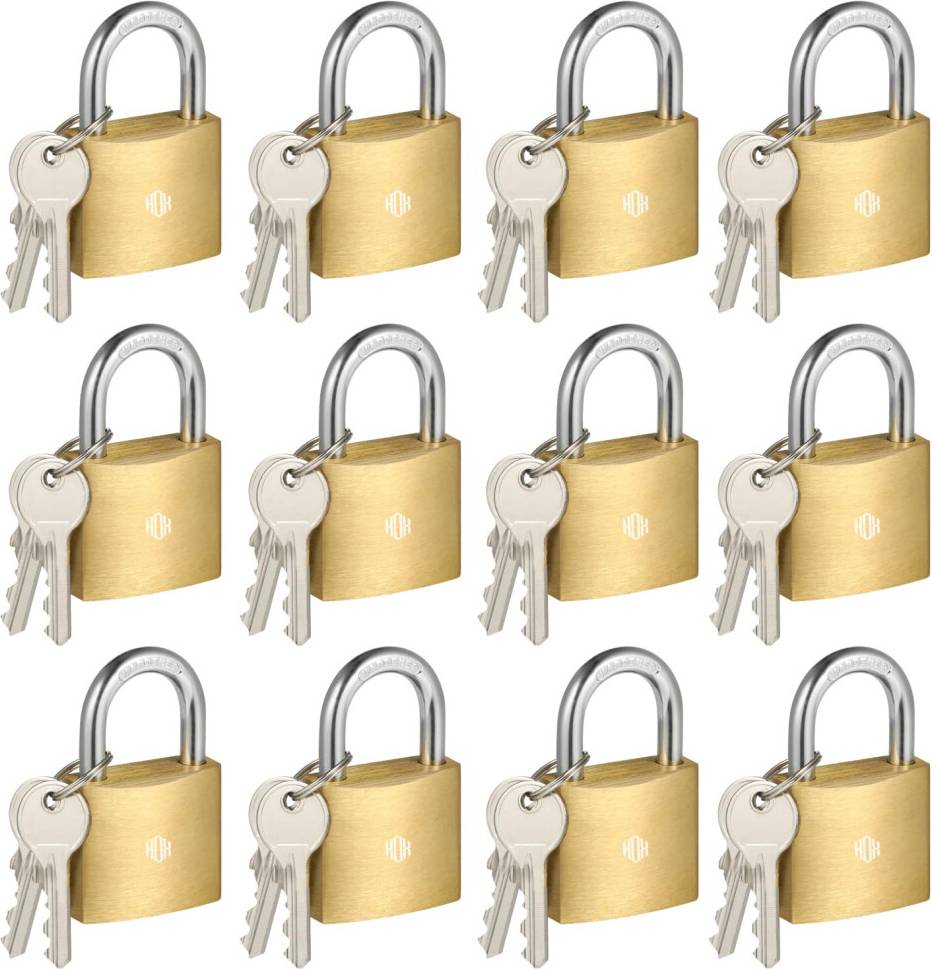 12 Pack Keyed Padlock