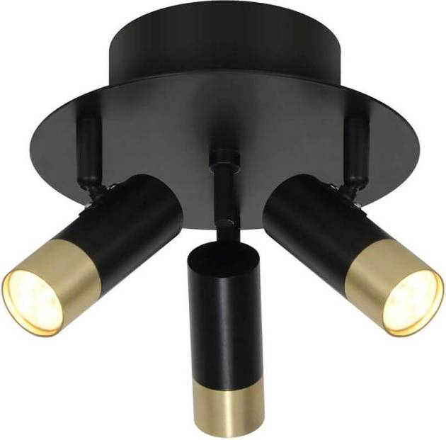 Oriva Mini Sort Messing 3 Spot Rondel Spotlight