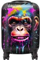 Warren Reed Multi Coloured Monkey Face Splashart Suitcase Small