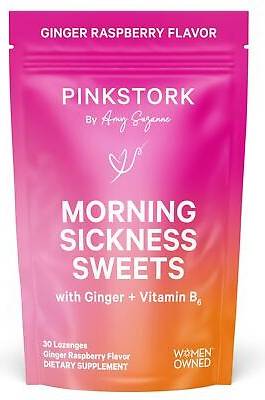 PINK Stork Morning Sickness Sweets Ginger Raspberry 30 Lozenges