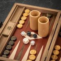 Manopoulos American Red Walnut Inlaid Backgammon Set