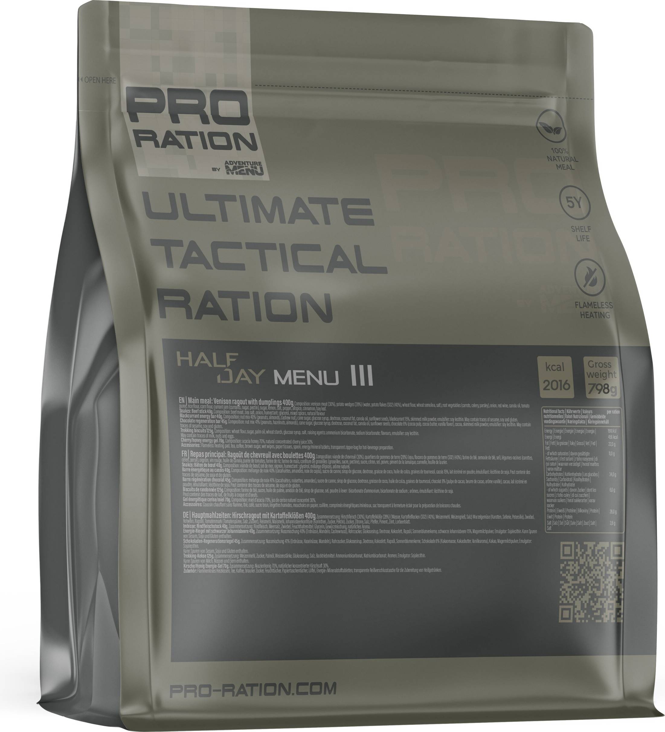Pro Ration Ultimate Tactical Ration Half-Day Menu III