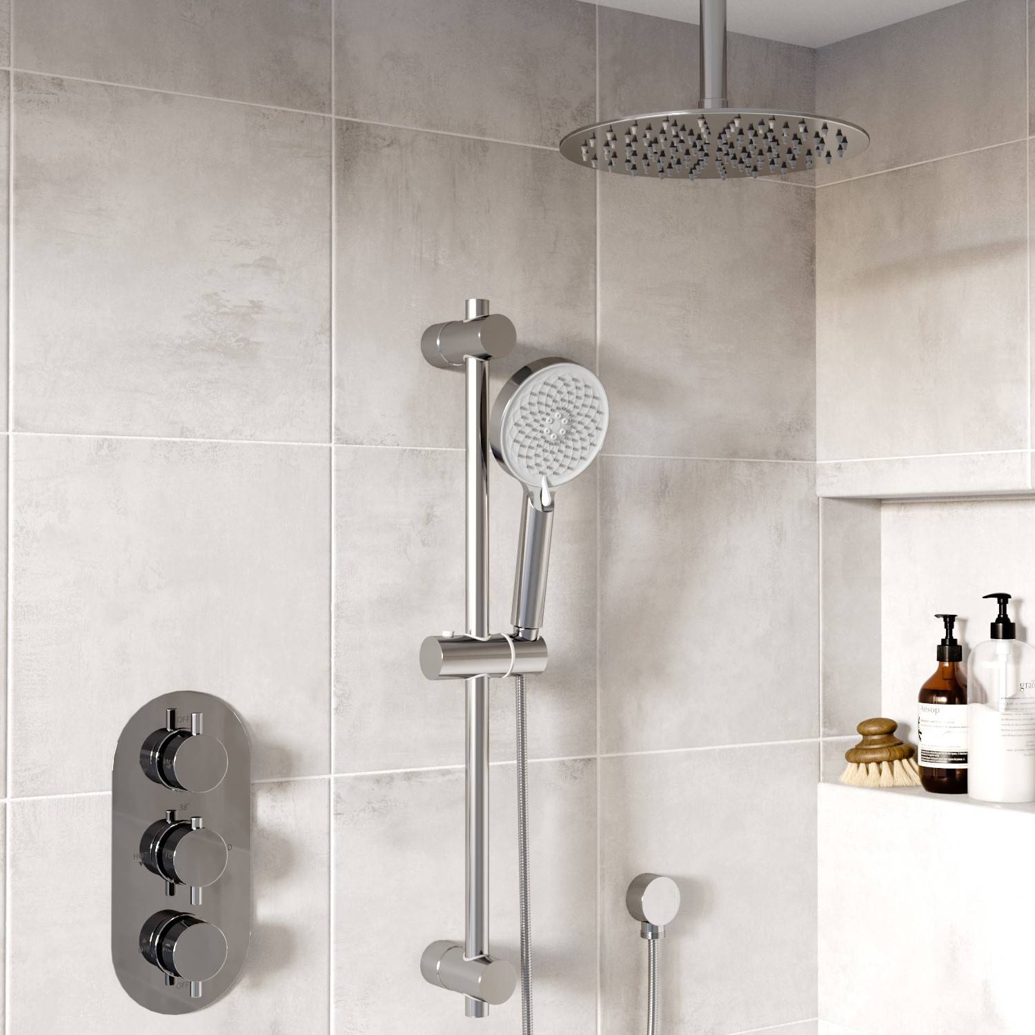 Dual Outlet Ceiling Mounted Shower Set