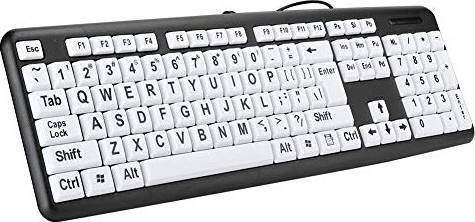 Voluxe Large Print USB Wired Computer Keyboard