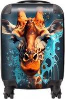 Warren Reed Blue Giraffe Face Splashart Suitcase Small