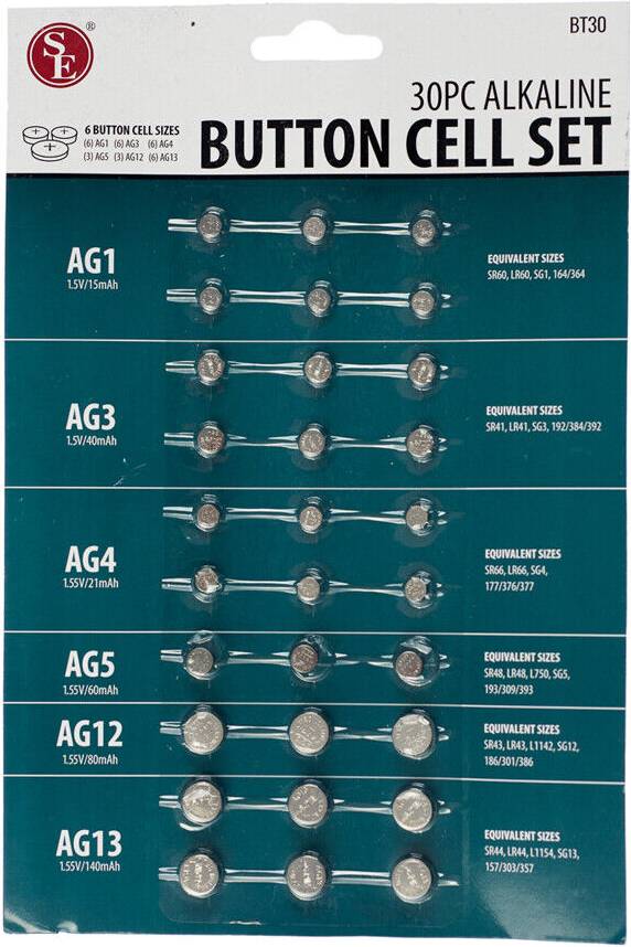 30 Piece Assorted Watch Alkaline Button Cell