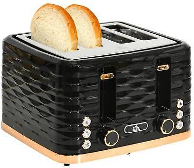 Homcom Toaster 1600W Black Ripple