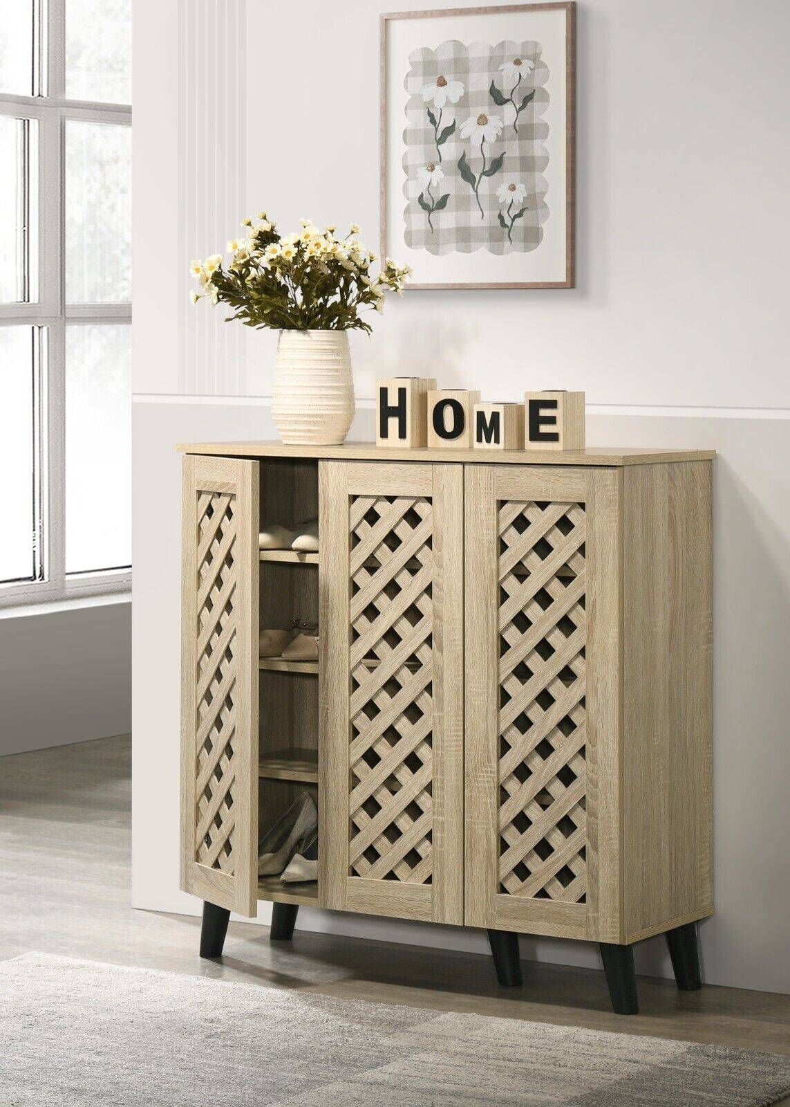 Timber Art Design Essentials 3 Door Cabinet Shoe Rack