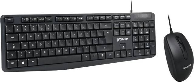 Groov-e Gvpc19Bk Wired Full Size Keyboard and Mouse Set