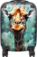 Warren Reed Giraffe Face Suitcase Grey Small