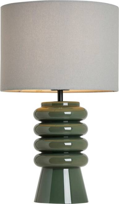 BHS Rahya Ribbed Glass Green Table Lamp