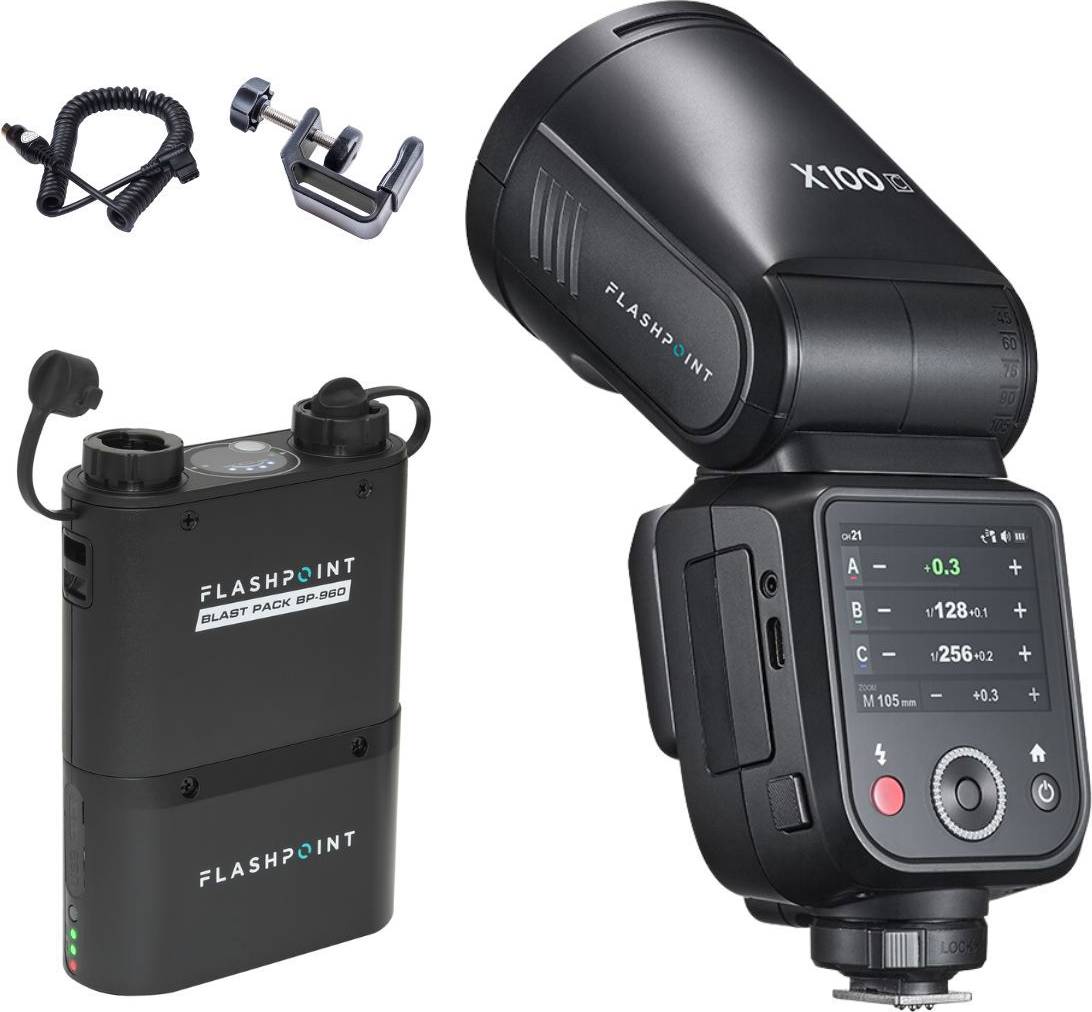 Flashpoint X100 TTL R2 On Camera Flash With BP-960 External Power Pack For Nikon