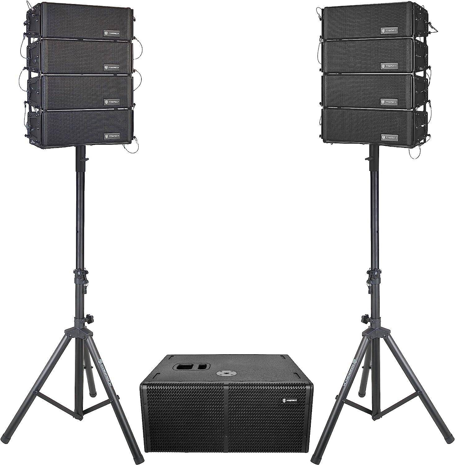 Dj speakers Proreck Concert Set 6000W Stereo DJ Powered Line Array PA Speaker System Combo