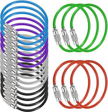 Uxcell 4.3 Inch Wire Keychain Cable 20 Pack - Multicolor