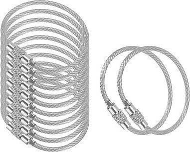 Uxcell Wire Keychain Cable 12 Pack Key Ring Loop - Silver