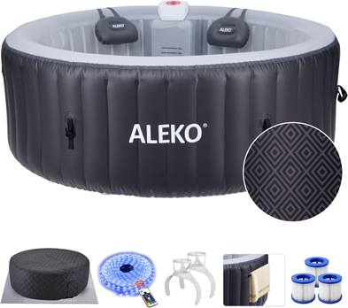Aleko Inflatable Hot Tub Round 4 Prs with Diamond Pattern 71.0 In W X 26.0 In H X 71.0 In D