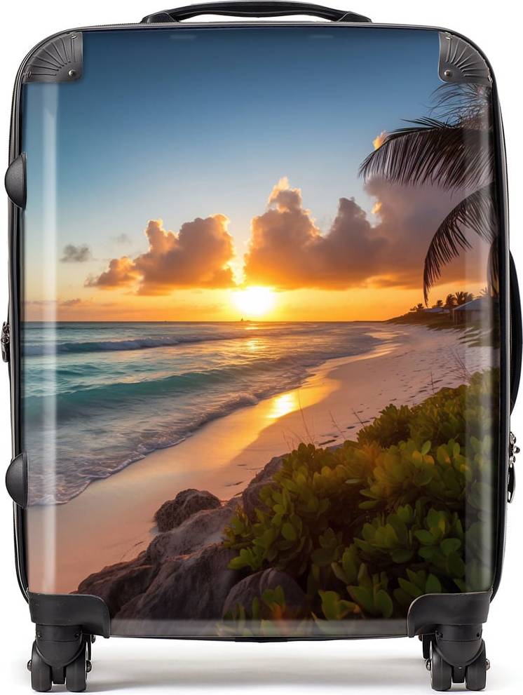 Warren Reed Warren Reed Designer Large Sunrise on the Beach Suitcase