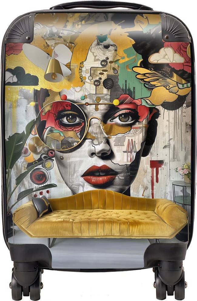 Warren Reed Warren Reed Designer Mini Cabin Abstract Face Behind Sofa Suitcase