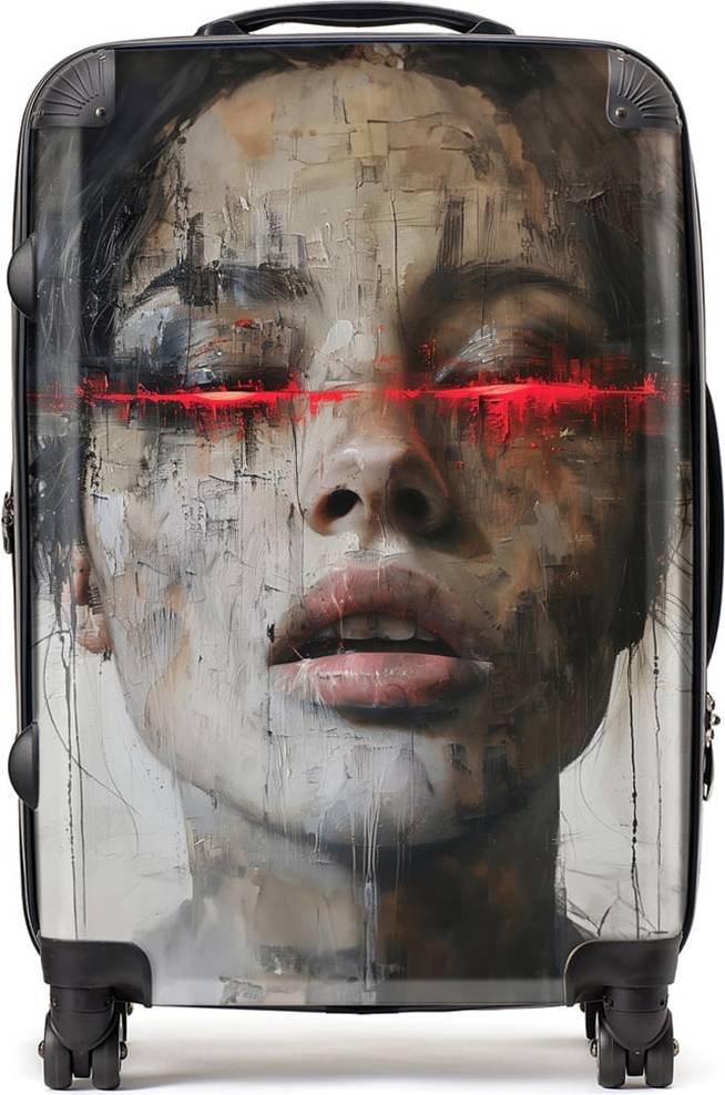 Warren Reed Warren Reed Designer Medium Abstract Face In Motion Suitcase