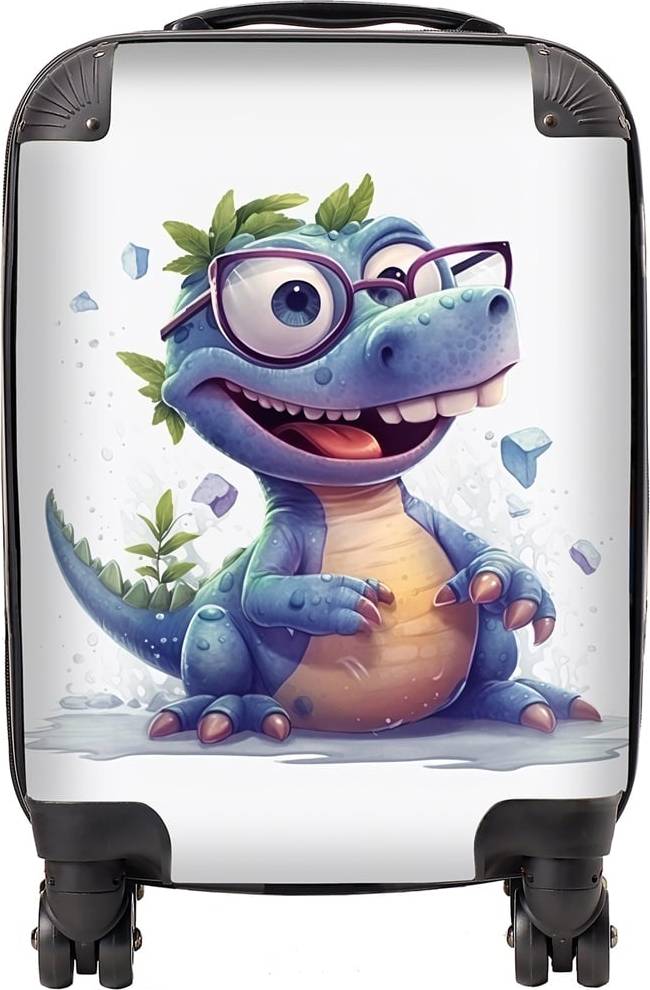 Warren Reed Warren Reed Designer Small Happy Dinosaur with Glasses Suitcase