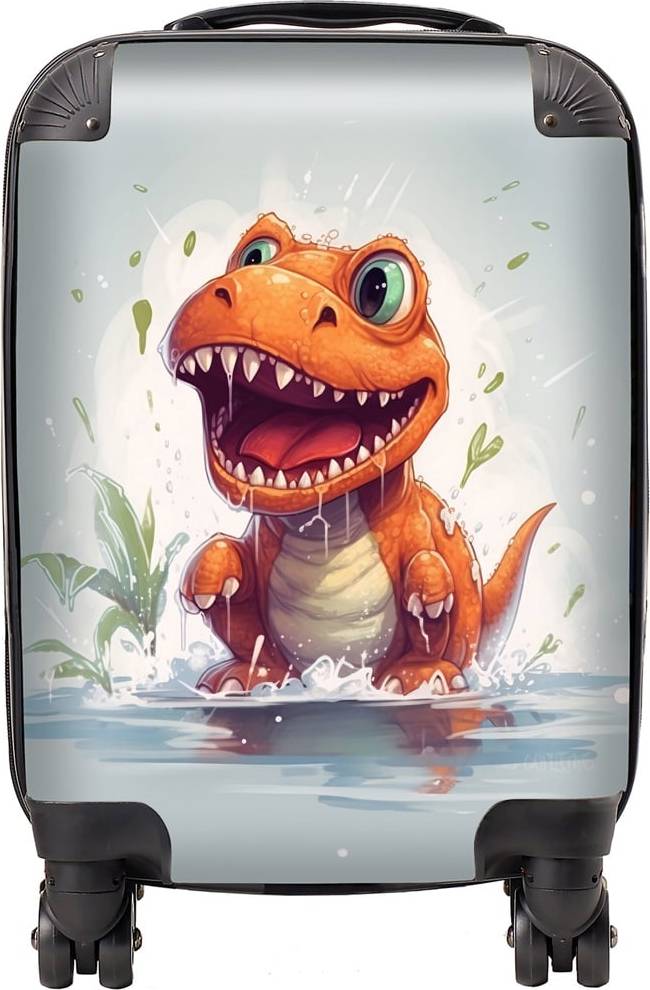 Warren Reed Warren Reed Designer Mini Cabin Dino Having A Splash Suitcase