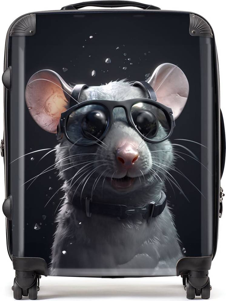 Warren Reed Warren Reed Designer Large Splashart Rat in Glasses Suitcase