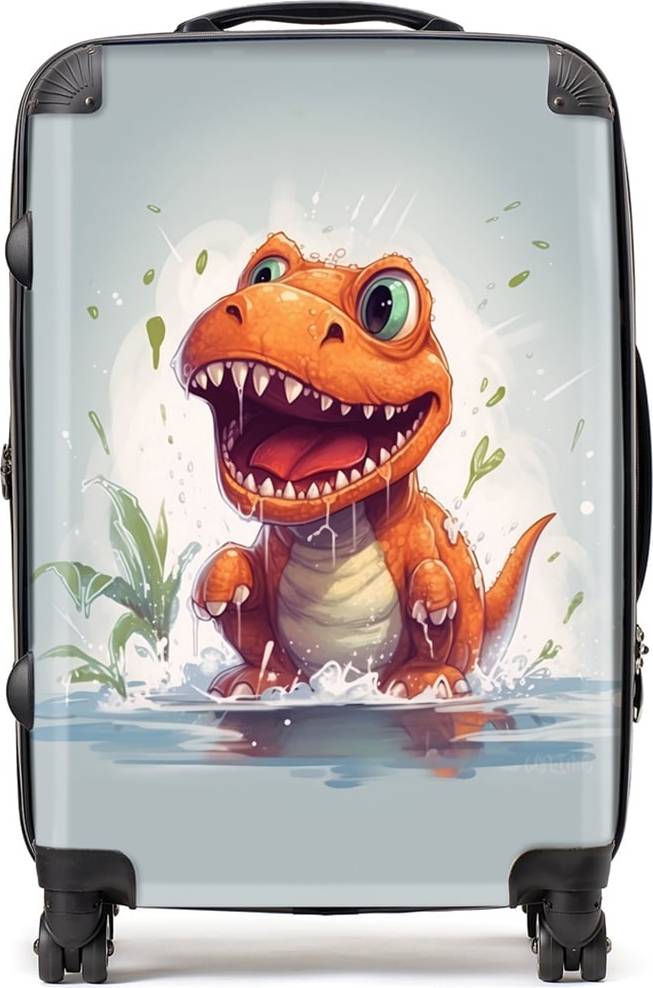 Warren Reed Warren Reed Designer Medium Dino Having A Splash Suitcase