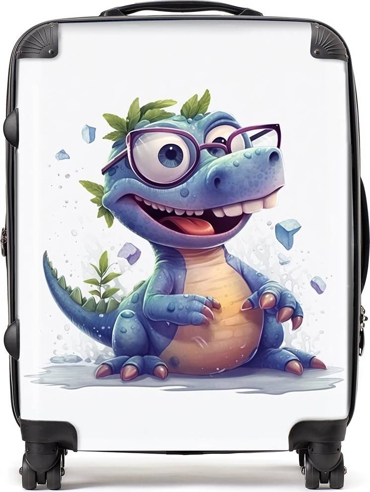 Warren Reed Warren Reed Designer Large Happy Dinosaur with Glasses Suitcase