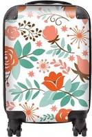Warren Reed Orange Floral Pattern Suitcase Small