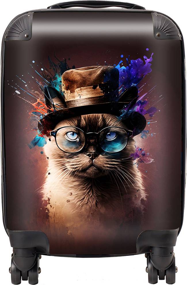 Warren Reed Siamese Cat Face Splashart Suitcase Multi Small