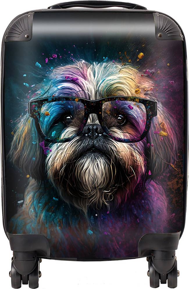 Warren Reed Apso Dog Face Splashart Suitcase Multi