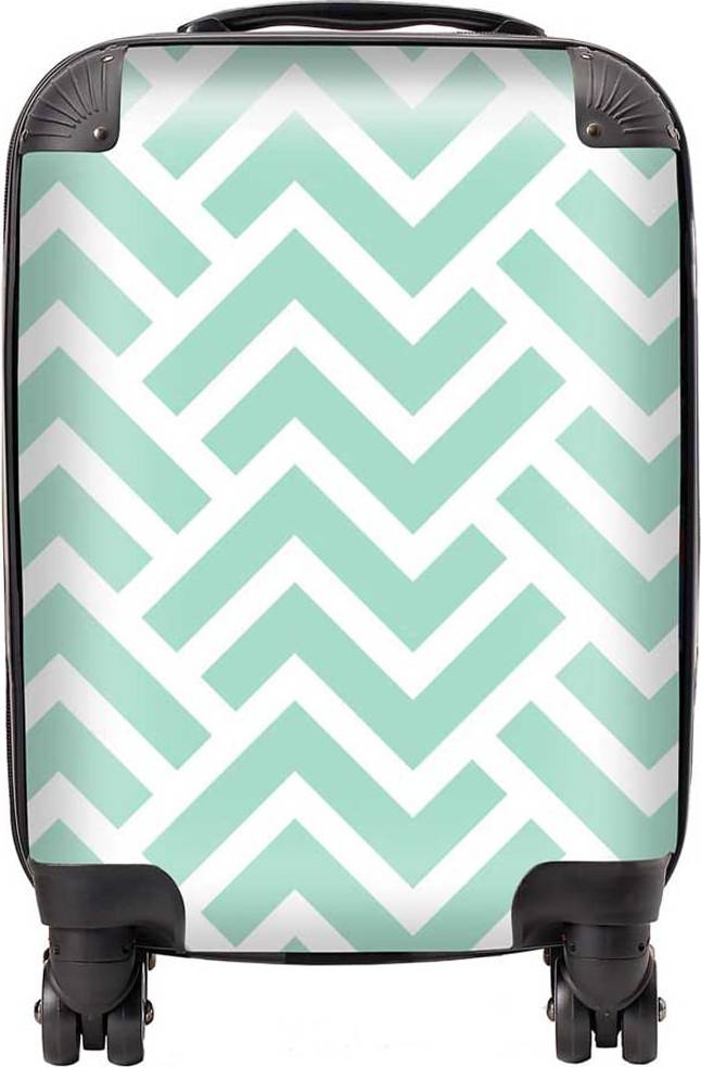 Warren Reed Green Geometric Pattern Suitcase Small