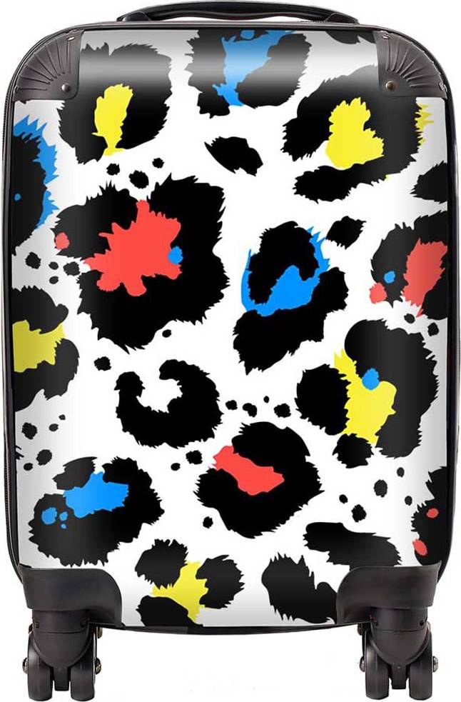 Warren Reed Coloured Leopard Print Suitcase Blue