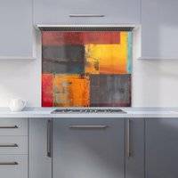 Warren Reed Golden Blocks Of Abstract Kitchen Splashback 900mm x 650mm Splash Guard