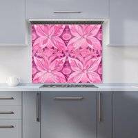 Warren Reed Pink Abstract Floral Design Kitchen Splashback 900mm x 750mm Splash Guard