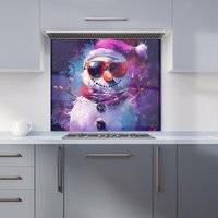 Warren Reed Cosmic Snowman Celebration Kitchen Splashback 600mm x 650mm Splash Guard