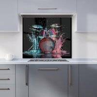 Warren Reed Rhythm In Splashing Drums Kitchen Splashback 600mm x 650mm Splash Guard