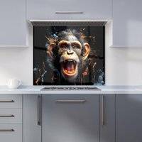 Warren Reed Monkey Face Splashart Kitchen Splashback 75 x 90 cm Orange Splash Guard