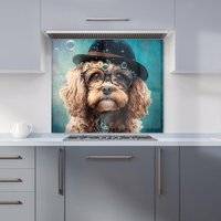 Warren Reed Cavapoo Dog Splashart Kitchen Splashback 600mm x 600mm Splash Guard