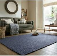 Dunelm Chunky Wool Weave Rug - Chunky Folkstone Blue