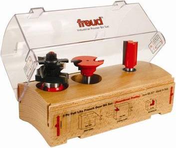 Router bit set Freud 98-307 Three Piece Full Lite French Door Router Bit Set