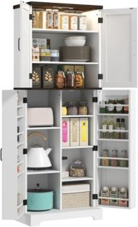Motion sensor light Homcom 64 Inch Kitchen Pantry with Motion Sensor Light Storage Cabinet