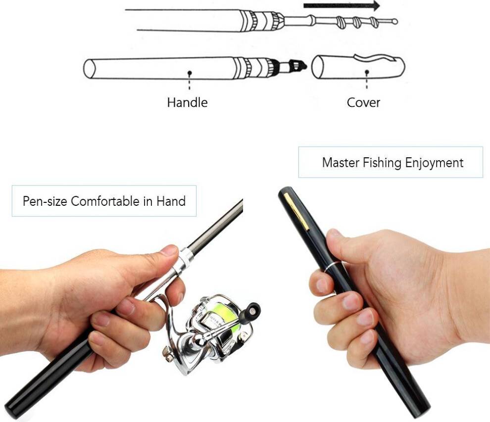 Lixada Hopfällbar Fiskespö Rulle Combo Mini Pen Kit