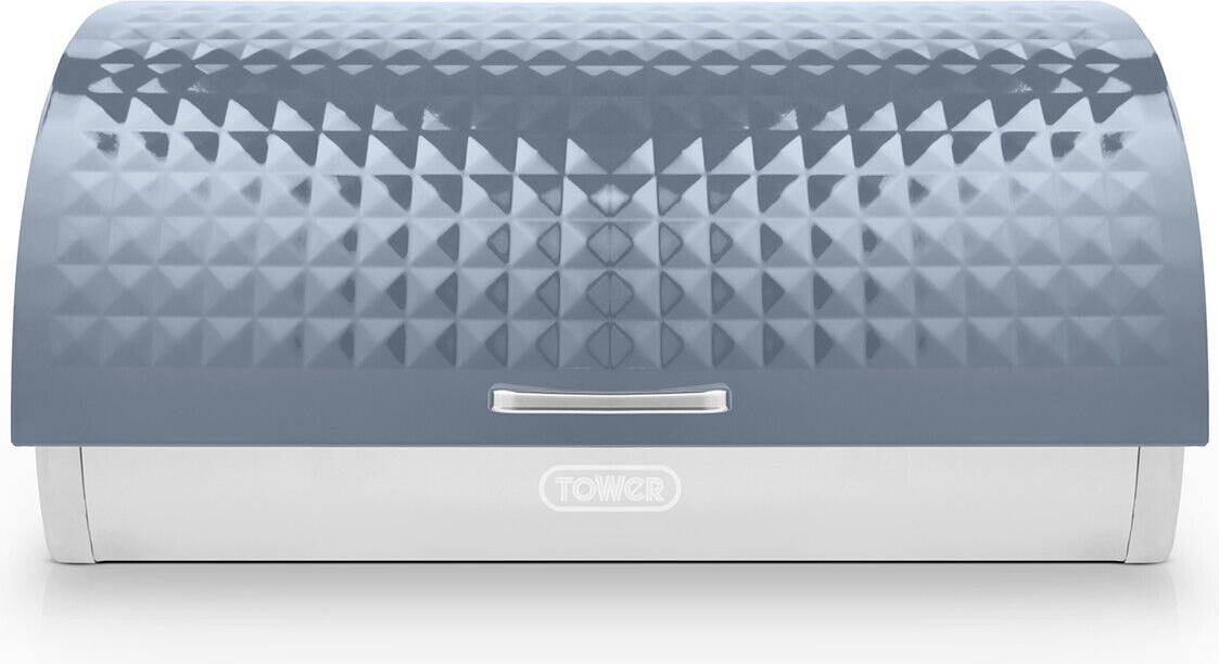 Large bread bin Tower Solitaire Grey Breadbin Large Storage Embossed Diamond Design Bread Box