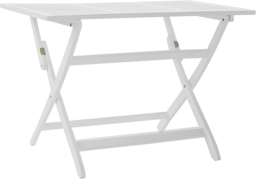 Foldable wood table Benjara Cami Outdoor Foldable Dining Table Rectangular 44 Inch White Wood