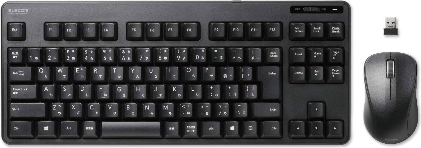 Compact wireless keyboard and mouse Elecom Tk-FDM105MBK Compact Membrane Keyboard With Mouse Set